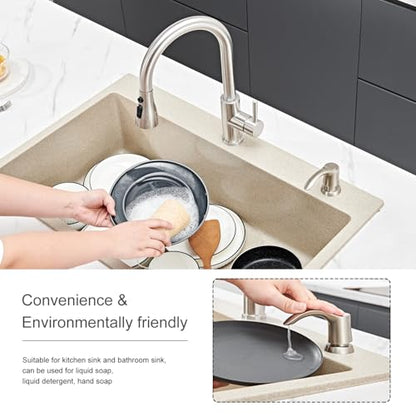 Kitchen Sink Soap Dispenser - Brushed Nickel, G080BN-G | Sink Soap Dispenser Pump with 40" Silicone Soap Dispenser Extension Tube, Say Goodbye to Frequent Refills