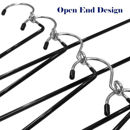 Pants Hangers Space Saving - 20 Pack Non Slip Metal Hangers for Closet Multiple Layers,Open Ended Pants Hangers for Jeans Trouser Slacks (20, Black)
