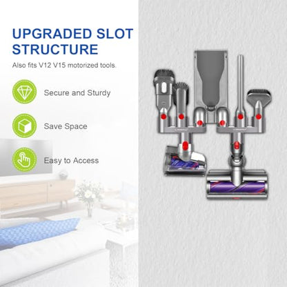 LANMU Accessory Holder Compatible with Dyson V15 V11 V10 V8 V7 Outsize Gen5 Cordless Stick Vacuum Cleaner, Drill Free Docking Station Attachments Organizer, Fit Accessories and Parts Storage