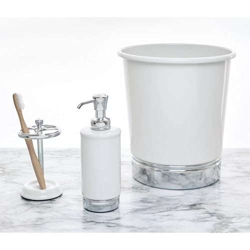 iDesign 3-Section Toothbrush Holder, White/Chrome | For Bathroom, Countertop Stand