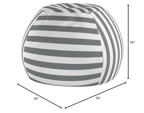 WEKAPO Stuffed Animal Storage Bean Bag Chair Cover for Kids | Stuffable Zipper Beanbag for Organizing Children Plush Toys Large Premium Cotton Canvas (Grey, X-Large)