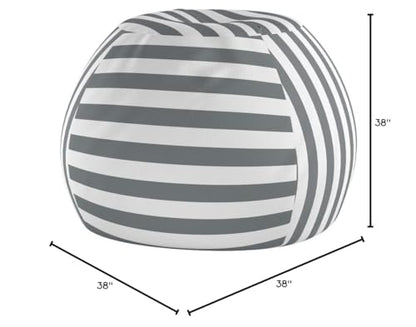 WEKAPO Stuffed Animal Storage Bean Bag Chair Cover for Kids | Stuffable Zipper Beanbag for Organizing Children Plush Toys Large Premium Cotton Canvas (Grey, X-Large)