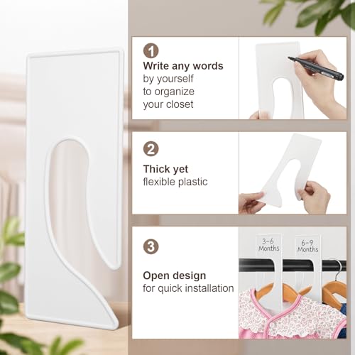 50 Pack Clothing Rack Size Dividers 9-5/16 x 3-3/4 in Blank Large Rectangle Clothing Rack Hanger Divider Clothe Organization Tags Label for Wardrobe Retail Store Boutique Supplie(White)