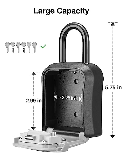 Puroma Lock Box, Key Lock Box Wall Mount & Portable Combination Lockbox with Resettable Code, Security Lockbox for Outside House Keys, Apartment Realtors Spare Keys Storage (4 Pack, Gray)