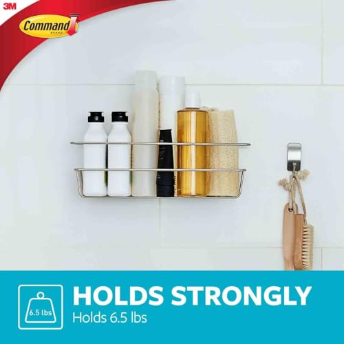 Command Shower Caddy, 1 Caddy, 4 Large Strips | Water Resistant, Damage-Free Hanging with Adhesive Strip, Ideal for Bathroom Organization, Easy Installation
