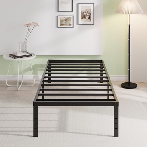 EMODA 18 Inch Twin XL Bed Frames Heavy Duty with Tall Storage Space | XL Twin Metal Platform Bed Frame No Box Spring Needed Noise Free, Easy Assembly, Black