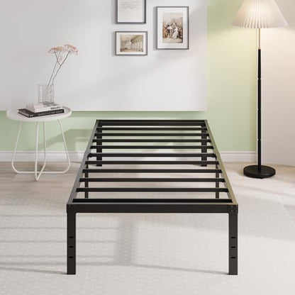 EMODA 18 Inch Twin XL Bed Frames Heavy Duty with Tall Storage Space | XL Twin Metal Platform Bed Frame No Box Spring Needed Noise Free, Easy Assembly, Black