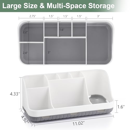 Toothbrush Holders for Bathrooms Countertop Organizer - Kids Electric Toothbrush and Toothpaste Holder Detachable 7 Slots Tooth Brush Organization Bathroom Accessories Storage Vanity, White