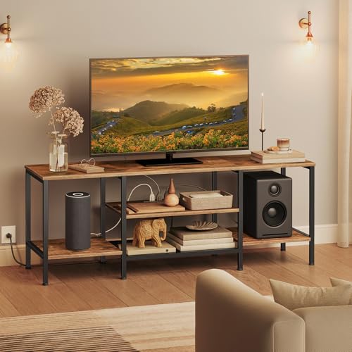 TV Stand with Power Outlets to 65 Inches, TV Conso...