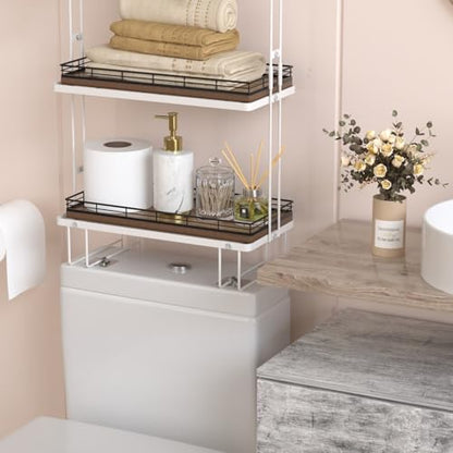 Acacia Bathroom Toilet Tank Tray, 13" Wood Toilet Paper Storage Basket Back of Toilet Basket Organizer, Vanity Tray for Perfume Makeup Candle Kitchen Counter Coffee Table Decor