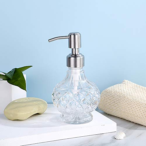 YunNasi Soap Dispenser with Pump, Clear Crystal Design, Refillable | Vintage and Elegant,Liquid Hand Soap Dish Soap Dispensers for Bathroom Counter, Kitchen Sink, Style 1