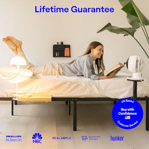2-Pack: WallShelfie & Shroommate - Bedside Wall Organizer with Shroommate Clip On Light Bundle - Dorm Room Essential, Floating Bedside Shelf Wall Mount, Clip on for Desk, Remote Holder