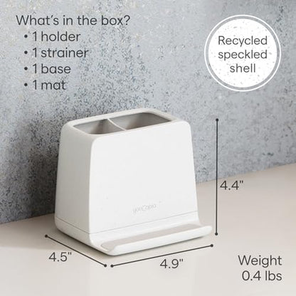 YouCopia The Ledge Toothbrush Holder, 2-Slot, Bathroom Vanity Counter Organizer with Cord Slots, Removable Base and Storage for Phones, Toothpaste and Accessories