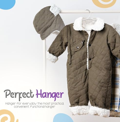 Utopia Home Kids Hangers 60 Pack – 11 Inch Non-Slip Baby Hangers White | Non-slip shoulder grooves | Strap hooks | Pants bar | Ideal for children's & infant clothes