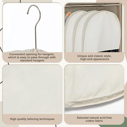 2 Pack Acid-free Muslin White Shoulder Protectors Clothes Hanger Covers Closet Storage Shoulder Covers for Clothes Closet Storage