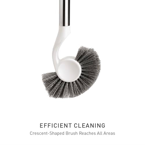 simplehuman Toilet Brush with Caddy, Stainless Steel, White