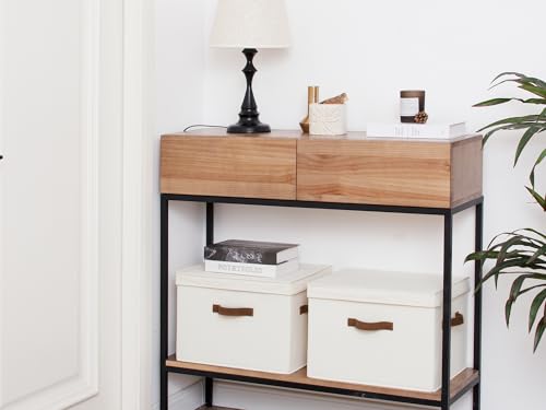 Fabric Storage Bins with Lid, Decorative Storage B... (2 Count | Ivory White | Cotton Blend)