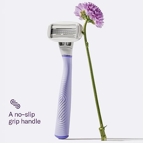 Flamingo Shaving Razor Set for Women - Original Razor Handle, 2 Blade Refills, Foaming Shaving Gel, and Shower Holder - Lilac