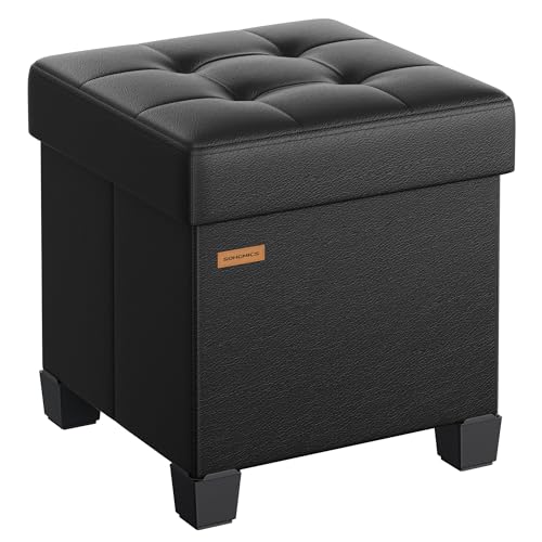Storage Ottoman, Cube Ottoman with Legs, 15 x 15 x... (Ink Black)