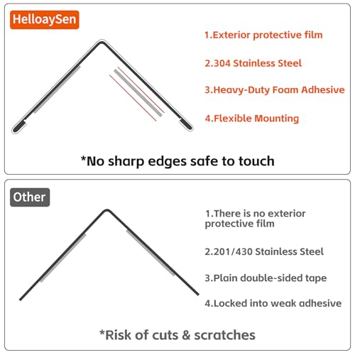 2x2x48 Inch 304 Stainless Steel Wall Corner Guards (10-Pack) Heavy Duty Rounded Corner Protector, Smooth Folded Edge Design for Wall Protection 90° Angle Metal Edge Guard