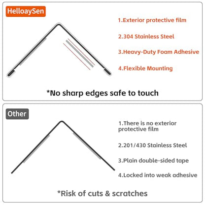 2x2x48 Inch 304 Stainless Steel Wall Corner Guards (10-Pack) Heavy Duty Rounded Corner Protector, Smooth Folded Edge Design for Wall Protection 90° Angle Metal Edge Guard