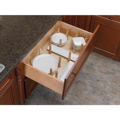 Rev-A-Shelf Pegboard Drawer Divider Organizer, Trim to Custom Fit Wooden Kitchen Cabinet Storage Utensil, Pots & Dish Rack, 39" x 21", 4DPS-3921