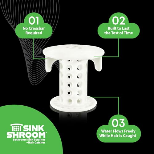 SinkShroom The Revolutionary Sink Drain Protector Hair Catcher/Strainer/Snare, White