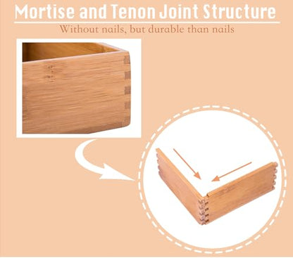Bamboo Organizer Storage Boxes for Tabletop Bathroom Dresser Organizer Small Boxes, Bamboo 4"*4"