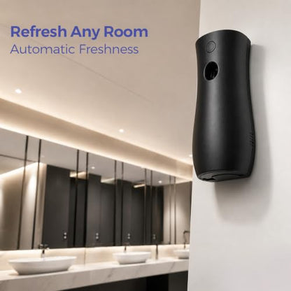 Stardrix Automatic Air Freshener Spray Dispensers 2-Pack, Battery Operated Aerosol Sprayer, Wall Mounted & Freestanding, 3 Auto Scent Release Time Settings for Home and Commercial Place, Black
