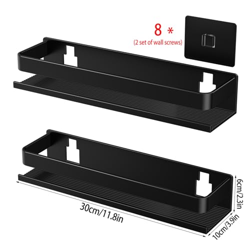 Aluminum Shower Caddy 2-Layers (11.8in) No Drill Shower Shelves | Bathroom Shower Shelf Rust-proof , No Drilling Required, Suitable for Bathroom Storage and Home Decoration