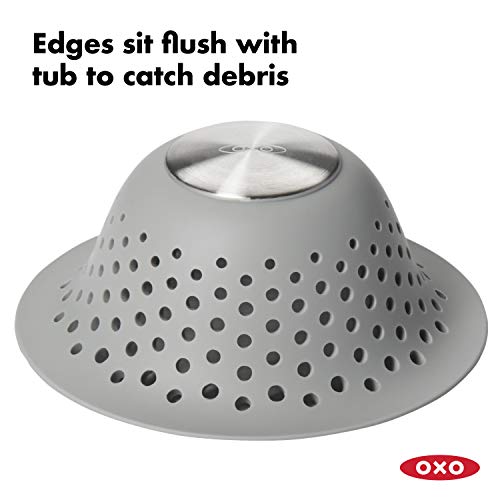 OXO Good Grips Silicone Shower & Tub Drain Protector, Hair Drain Catcher