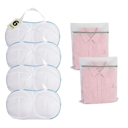 6 PCS Bra Laundry Bags for Washing Machine, Bra Wash Protector for A-D Cups | Lingerie Bag for Washing Delicates Underwear Brassiere, Protect Women's Bras for Laundry, Home & Travel Use