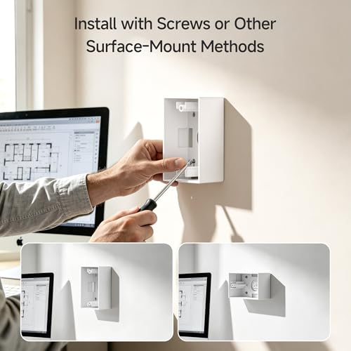 Cable Matters 5-Pack 1-Gang Low Voltage Surface Mount Backbox, White | 1.85-Inch Deep, Multiple Cable Cutouts, Mounting Screws Included, for Low-Voltage Cable Installations