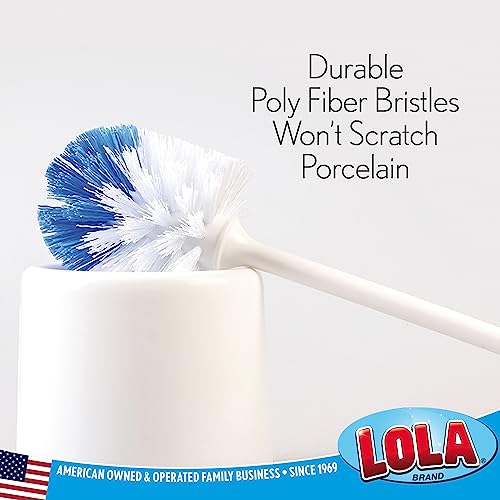 LOLA Classic Toilet Brush, 2 Pack, Durable Fiber Stiff Bristles, Compact Size, Non-Scratch, Long-Lasting