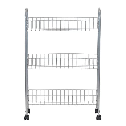 Household Essentials Slim Storage Cart, 3 Shelf Storage Cart with Wheels, Perfect for Laundry Rooms, Bathrooms, Pantries, Kitchens and More