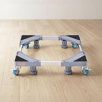 VEVOR Mini Fridge Stand, 16’’-25'' Adjustable Dolly Washing Machine Stand Base with 4 Strong Feet, 4 Locking Swivel Wheels, Furniture Mover Mobile Base for Washing Machine, Washer and Dryer