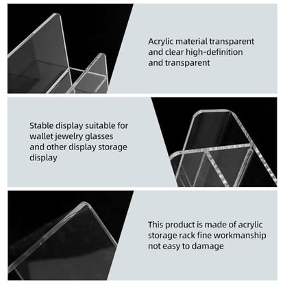 Acrylic Wallet Display Stand Purse Handbag Organizer, Clear Jewelry Riser Display Stand Purse Display Rack, Acrylic Display Shelf for Cosmetic Perfume Jewelry Sunglasses Handbag (4 Tier)