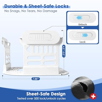AMOVO Sheet Holders for Corners Keep Fitted Sheet in Place Mattress Straps | Sheet & Mattress Secure, Heavy Duty Sheet Slide Stopper, Easy Installation, Fitted Sheet Clips Gentle on All Fabrics,Matte