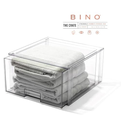 BINO | Stackable Storage Drawers, Tall X-Large - Clear | THE CRATE COLLECTION | Storage Bins With Drawers | Bathroom Organizers | Under Sink Organizer | Vanity Cabinet Home Organization