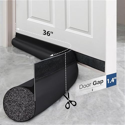 MAXTID Door Draft Stopper 36 Inch Black Adjustable Door Draft Blocker Front Door Draft Guard for Bottom of Doors Weather Stripping Door Seal Strip