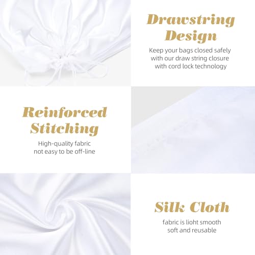 12 Pack Dust Bags for Handbags Travel Storage Pouch Silk Cloth Bag | Drawstring Large Storage Pouch for Handbag Purse Shoes Boots, White 19.6x15.7inch