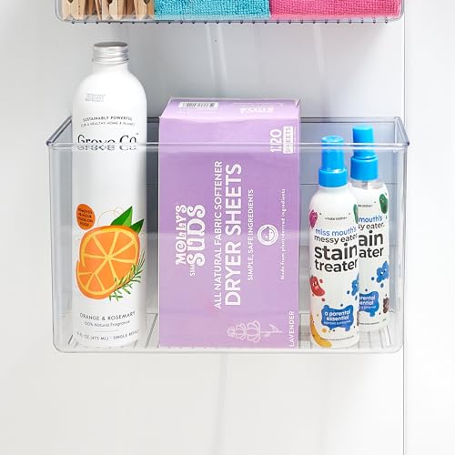 iDesign Magnetic Large Clear Plastic Organizer Bins | Laundry Room Storage