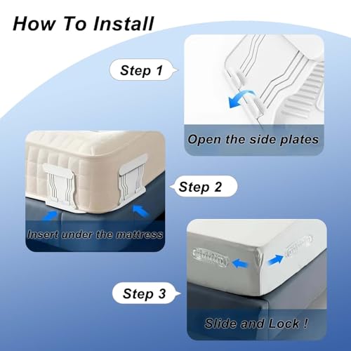 Bed Sheet Holder for Box Spring Mattress Clips 4 Pack Corner Grippers, Locks Tight & Keep Fitted Sheet Stay in Place, NOT for Adjustable/Electric Beds, Platform Beds Or Foldable Futons