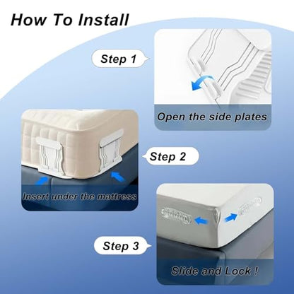 Bed Sheet Holder for Box Spring Mattress Clips 4 Pack Corner Grippers, Locks Tight & Keep Fitted Sheet Stay in Place, NOT for Adjustable/Electric Beds, Platform Beds Or Foldable Futons