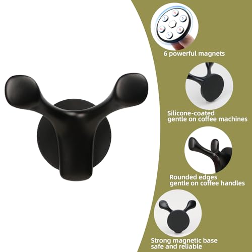 Magnetic Portafilter Holder for Metal Wall Surface Espresso machine accessories Organizer Tools Compatible with Breville Cafe, Ninja Luxe Coffee Machine (Black)