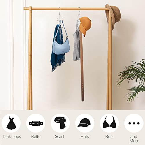 2 Pack Purse Organizer for Closet, Rotatable Purse Hanger Bag Holder, Max 16 Storage Capacity Backpack Rack, Metal Space Saving Hanger, Silver