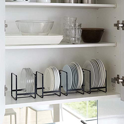 2PCS Plate Holders Organizer, Metal Dish Storage Dying Display Rack for Cabinet, Counter and Cupboard - Black