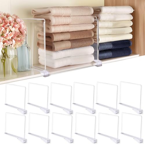 12Pcs Acrylic Shelf Dividers for Closet Organizati...