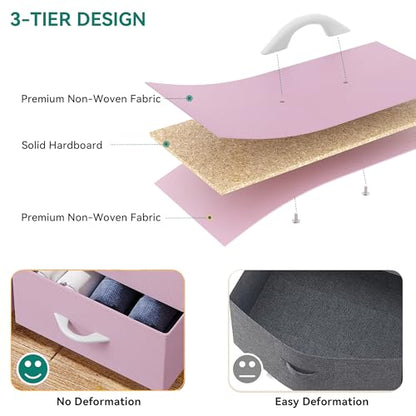 YITAHOME Pink Dresser, 7 Drawers Fabric Dresser for Bedroom | Organizer Unit for Living Room, Hallway, Closets, Sturdy Steel Frame, Wooden Top, Easy Pull Fabric Bins