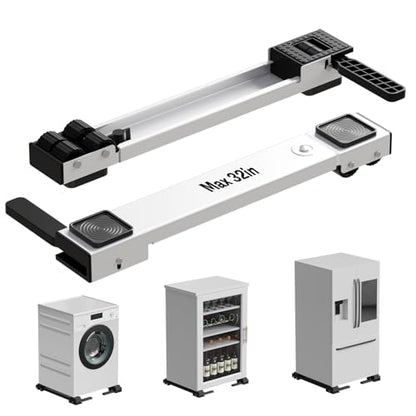 Appliance Rollers Heavy Duty,Newest Extendable Appliance Sliders,Liftable Washing Machine Base,Easily Move Washer and Dryer Machines,Refrigerators,Furniture-White
